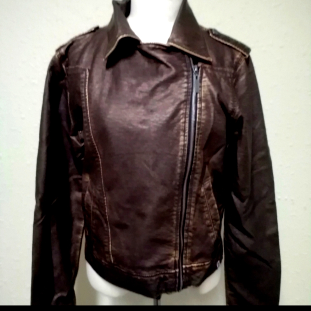 Roxy bronze faux leather moto jacket - Picture 2 of 10